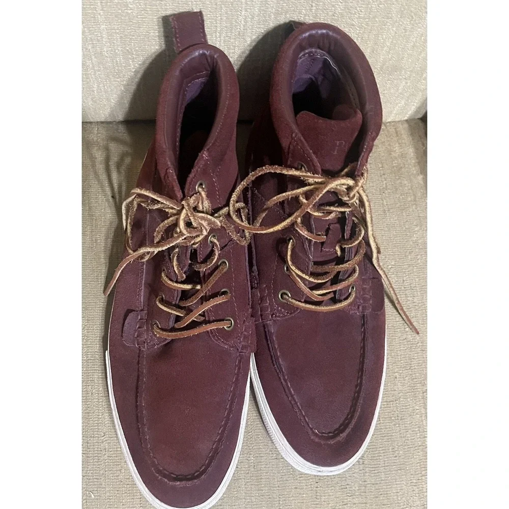 Polo Ralph Lauren Tavis Mens Burgundy Suede Moc Toe Chukka Boots Size 11.5 D